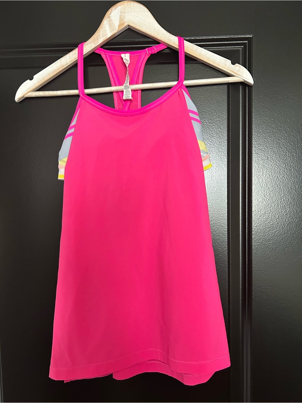 lululemon athletica Bright Pink Racerback Tank with Striped Straps built in bra